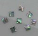 1pc Green abalone notched squares 5mm x 1.5mm thickness 